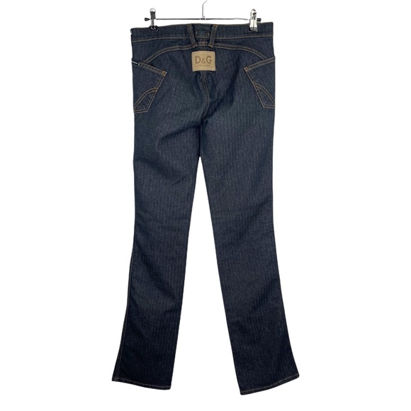 Dolce & Gabbana D&G Pinstripe Dark Wash Straight Leg Jeans Women's Sz 28 42
